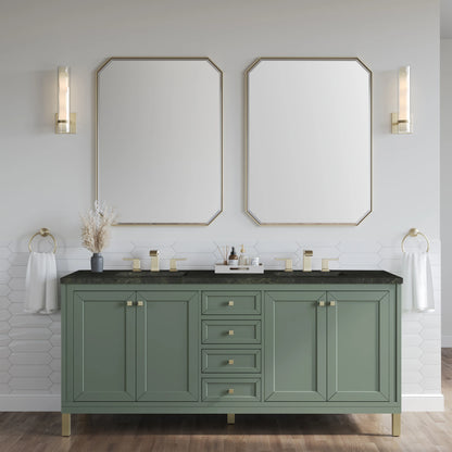 Chicago 72" Double Vanity, Smokey Celadon, w/ 3 CM Phantome Eclos Top, view 3