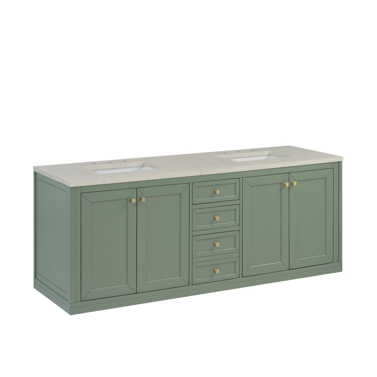 Chicago 72" Double Vanity, Smokey Celadon, w/ 3 CM Siberian Silestone Top, view 10