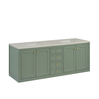Chicago 72" Double Vanity, Smokey Celadon, w/ 3 CM Siberian Silestone Top, view 10