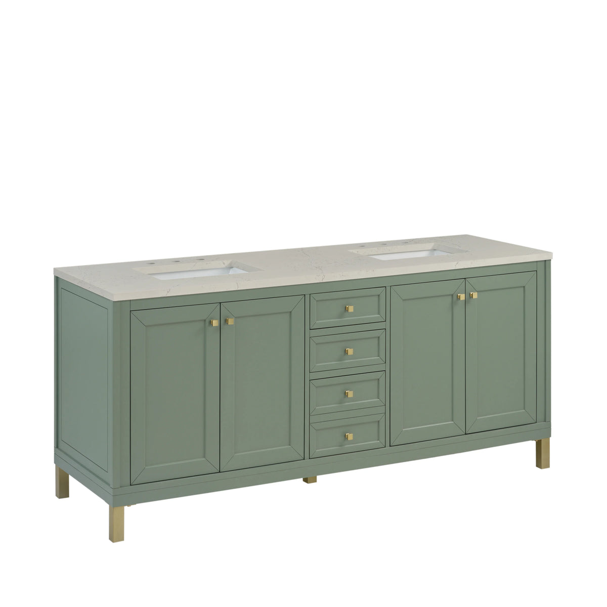 Chicago 72" Double Vanity, Smokey Celadon, w/ 3 CM Siberian Silestone Top, view 9