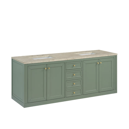 Chicago 72" Double Vanity, Smokey Celadon, w/ 3 CM Tajnar Eclos Top, view 10