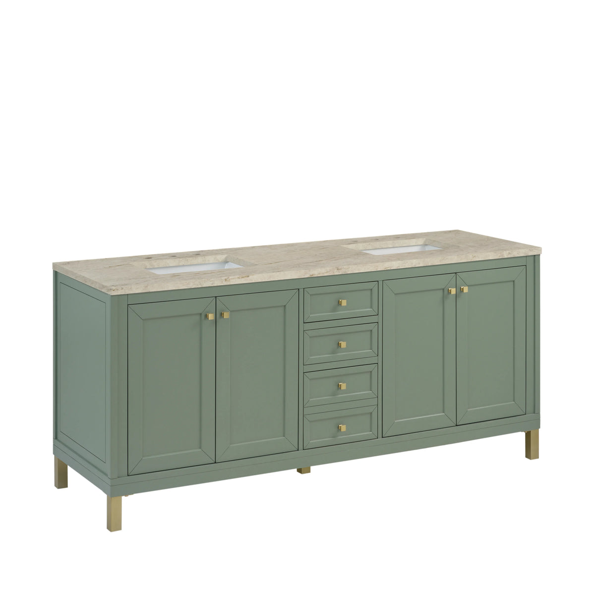 Chicago 72" Double Vanity, Smokey Celadon, w/ 3 CM Tajnar Eclos Top, view 9