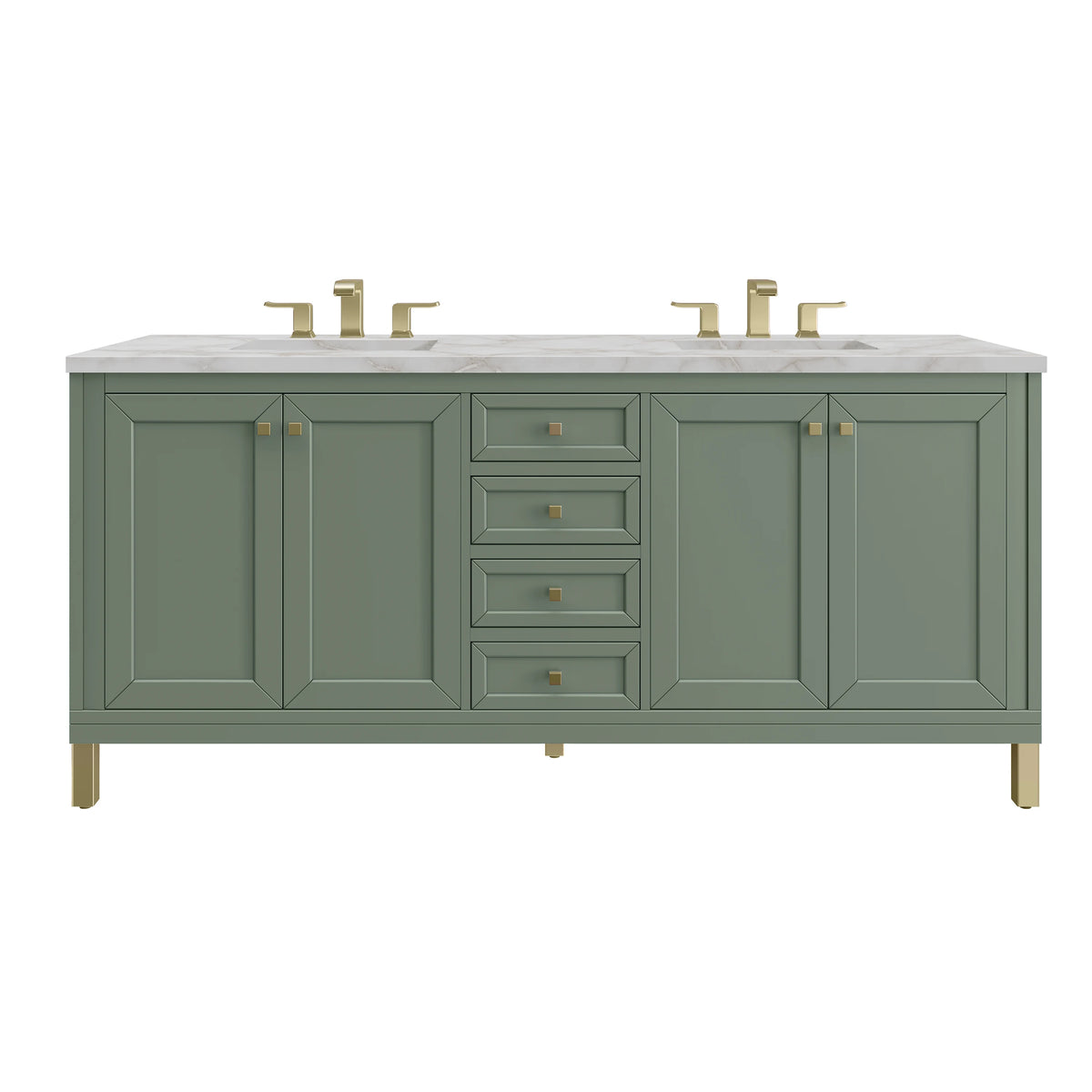 Chicago 72" Double Vanity, Smokey Celadon, w/ 3 CM Victorian Silver Silestone® Top