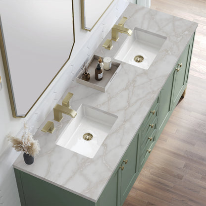 Chicago 72" Double Vanity, Smokey Celadon, w/ 3 CM Victorian Silver Silestone® Top, view 8