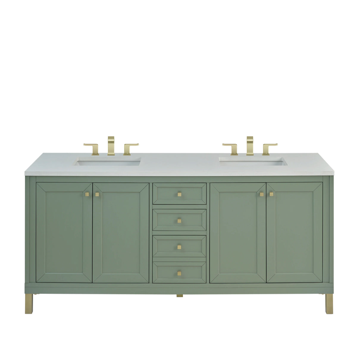 Chicago 72" Double Vanity, Smokey Celadon, w/ 3 CM White Zeus Silestone® Top