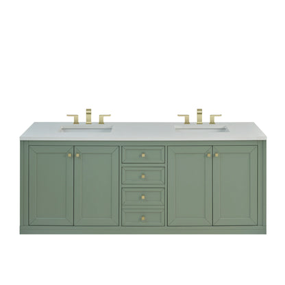 Chicago 72" Double Vanity, Smokey Celadon, w/ 3 CM White Zeus Silestone® Top, view 2