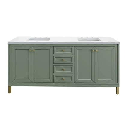 Chicago 72" Double Vanity, Smokey Celadon, w/ 3 CM White Zeus Silestone® Top, view 3