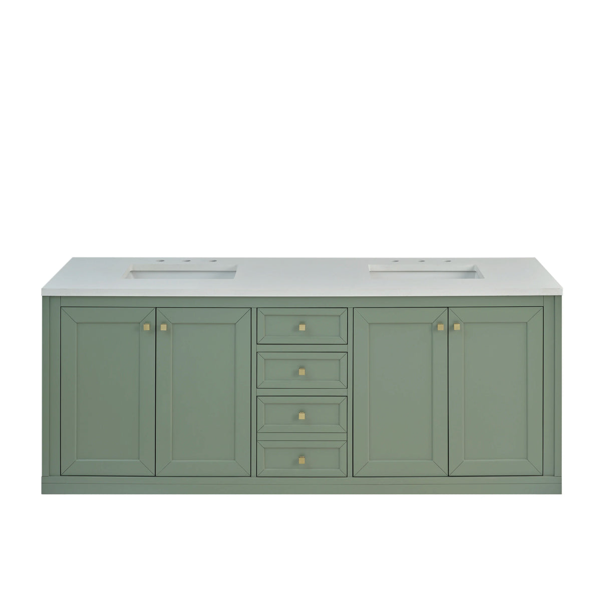 Chicago 72" Double Vanity, Smokey Celadon, w/ 3 CM White Zeus Silestone® Top, view 4