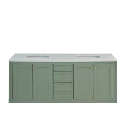 Chicago 72" Double Vanity, Smokey Celadon, w/ 3 CM White Zeus Silestone® Top, view 4