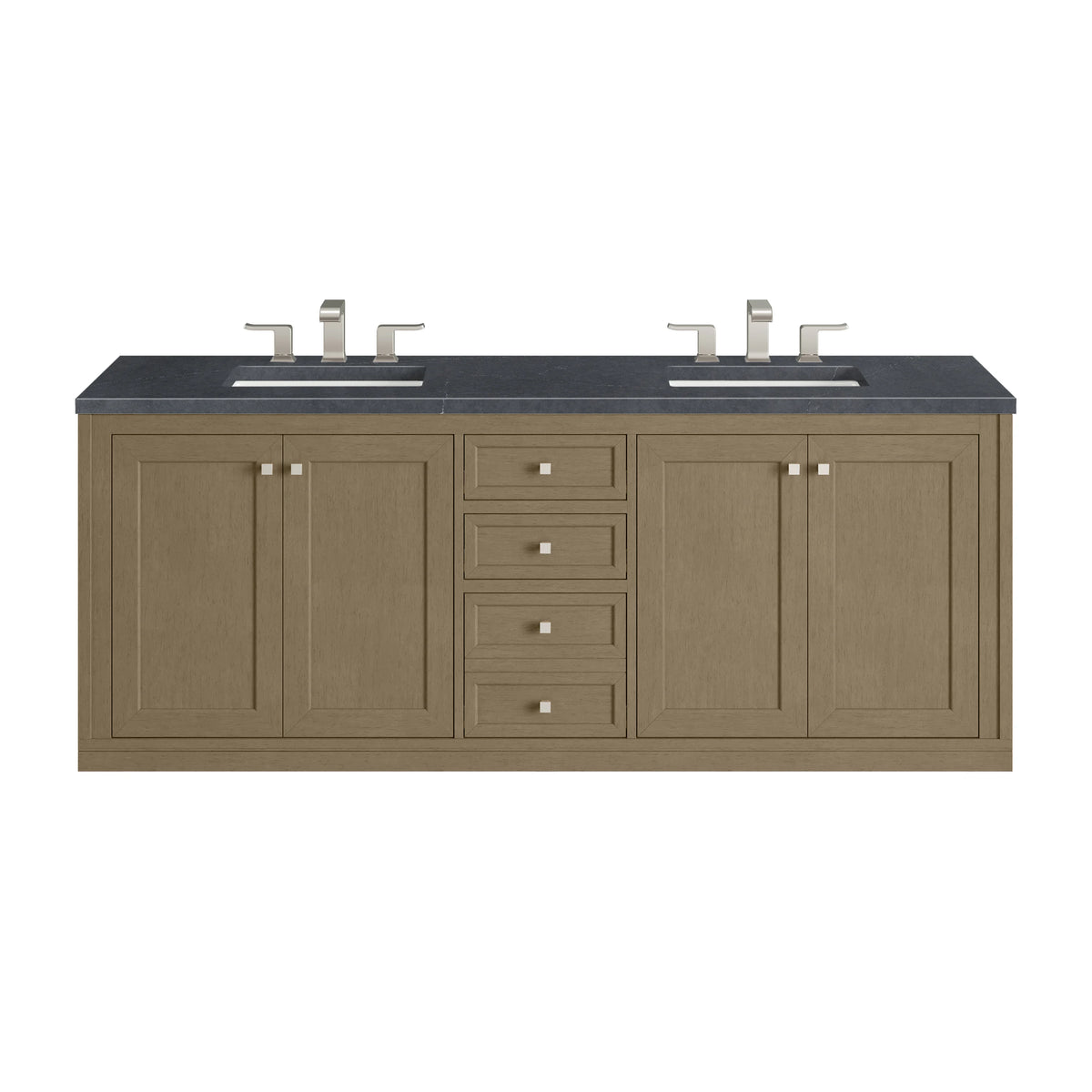 Chicago 72" Double Vanity, Walnut Whisper, w/ 3 CM Charcoal Soapstone Silestone® Top, view 3