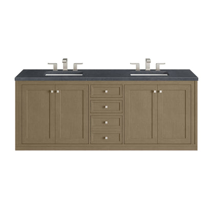 Chicago 72" Double Vanity, Walnut Whisper, w/ 3 CM Charcoal Soapstone Silestone® Top, view 3