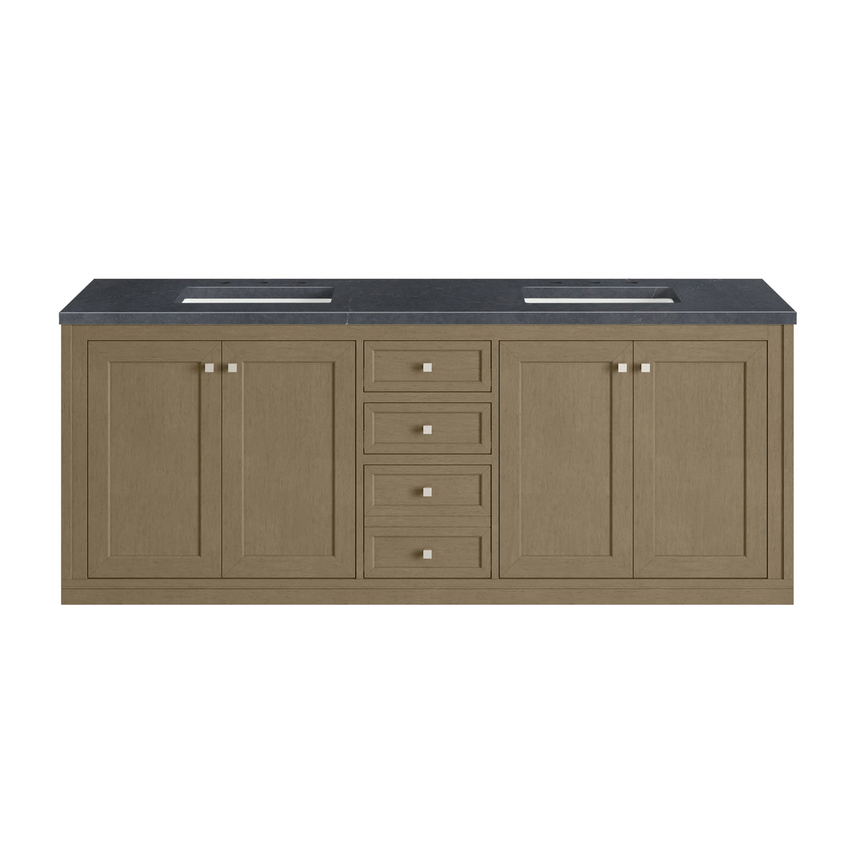 Chicago 72" Double Vanity, Walnut Whisper, w/ 3 CM Charcoal Soapstone Silestone® Top, view 4