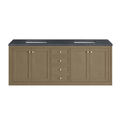 Chicago 72" Double Vanity, Walnut Whisper, w/ 3 CM Charcoal Soapstone Silestone® Top, view 4