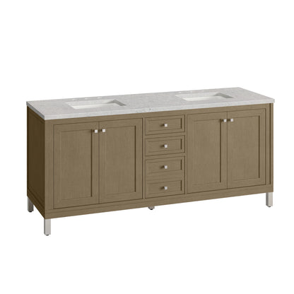 Chicago 72" Double Vanity, Walnut Whisper, w/ 3 CM Eternal Jasmine Pearl Silestone® Top, view 20