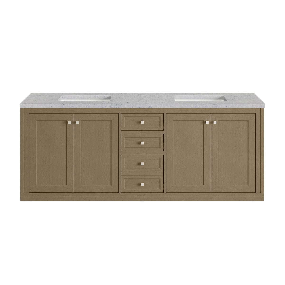 Chicago 72" Double Vanity, Walnut Whisper, w/ 3 CM Eternal Jasmine Pearl Silestone® Top, view 4