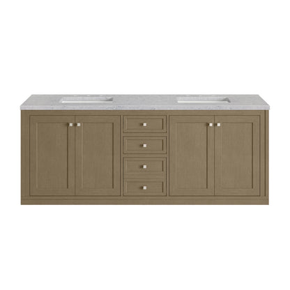 Chicago 72" Double Vanity, Walnut Whisper, w/ 3 CM Eternal Jasmine Pearl Silestone® Top, view 4