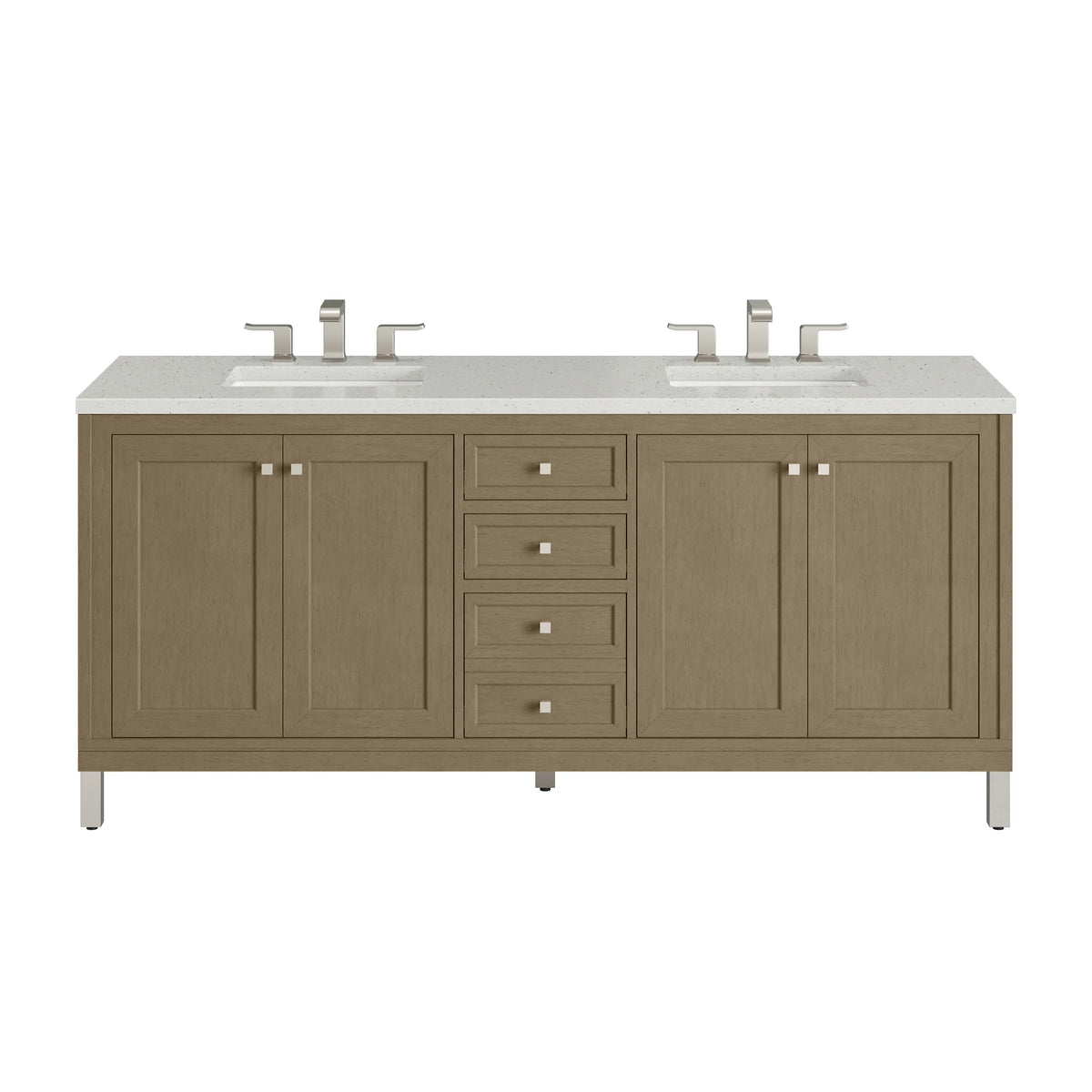 Chicago 72" Double Vanity, Walnut Whisper, w/ 3 CM Lime Delight Silestone® Top