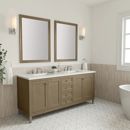 Chicago 72" Double Vanity, Walnut Whisper, w/ 3 CM Lime Delight Silestone® Top, view 5