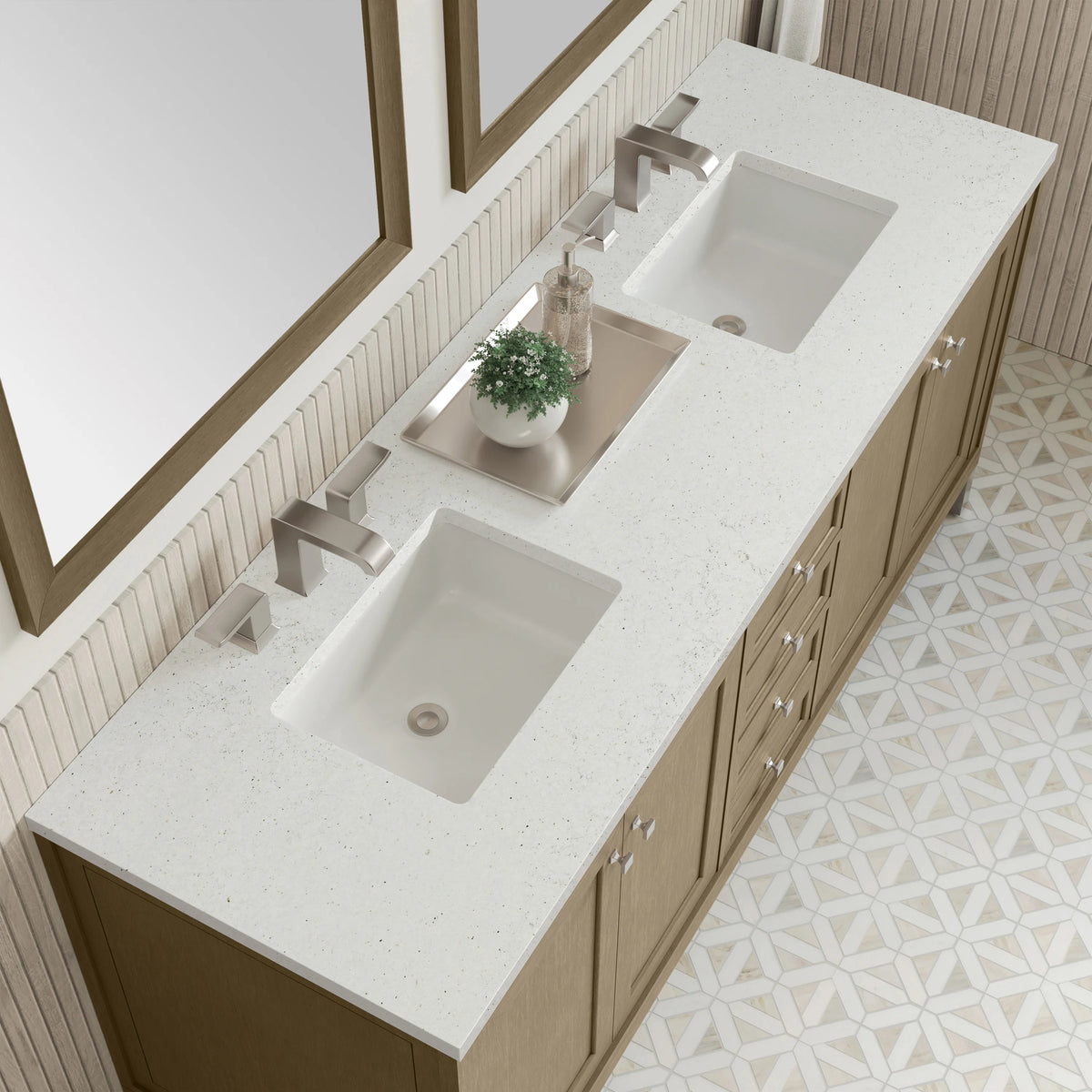 Chicago 72" Double Vanity, Walnut Whisper, w/ 3 CM Lime Delight Silestone® Top, view 8