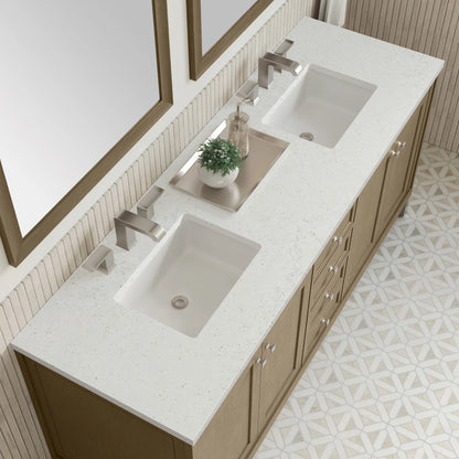 Chicago 72" Double Vanity, Walnut Whisper, w/ 3 CM Lime Delight Silestone® Top, view 8