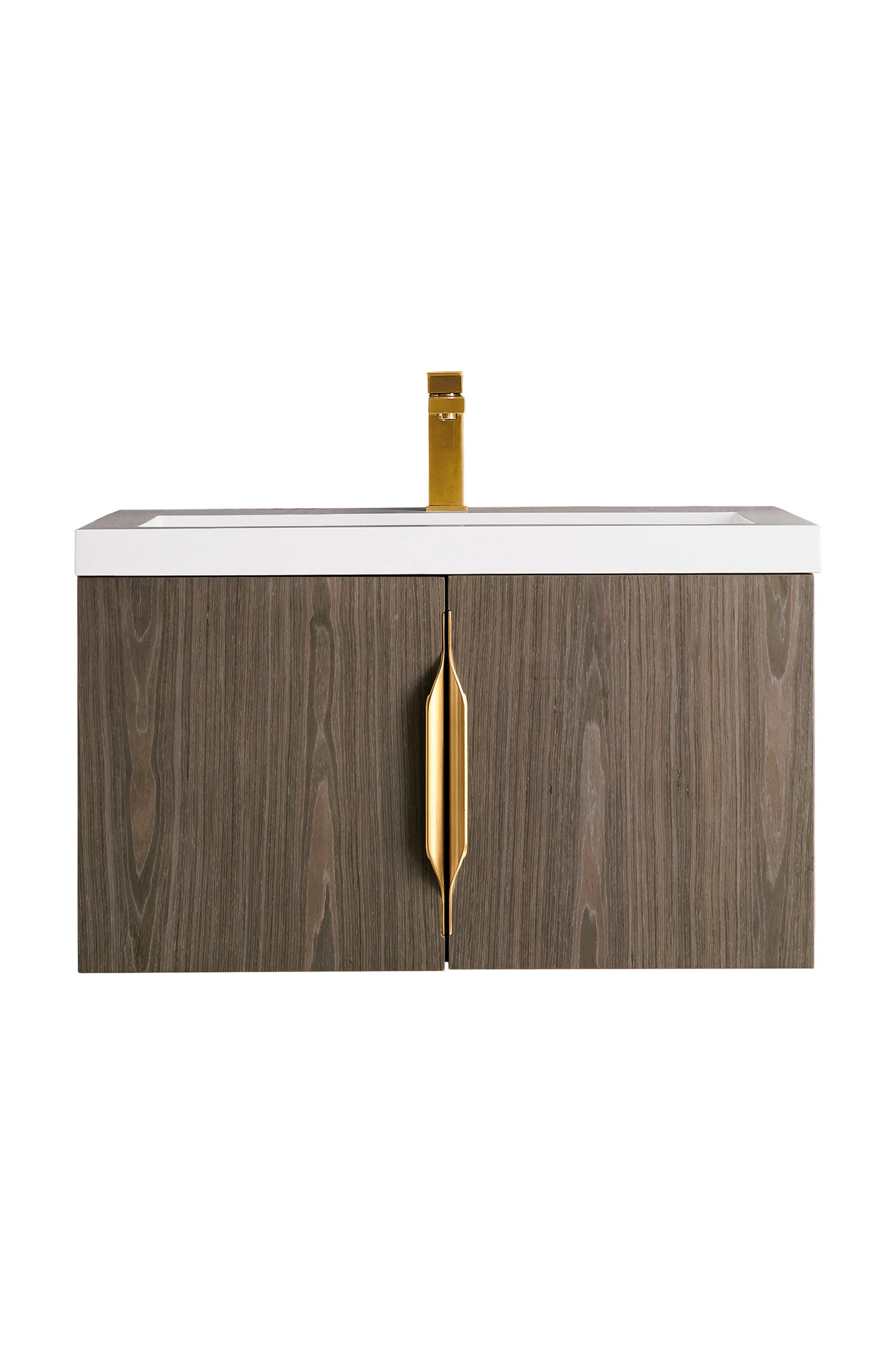 Renovate for Less Atlanta Columbia 31.5" Single Vanity, Ash Gray w/ White Glossy Composite Stone Top