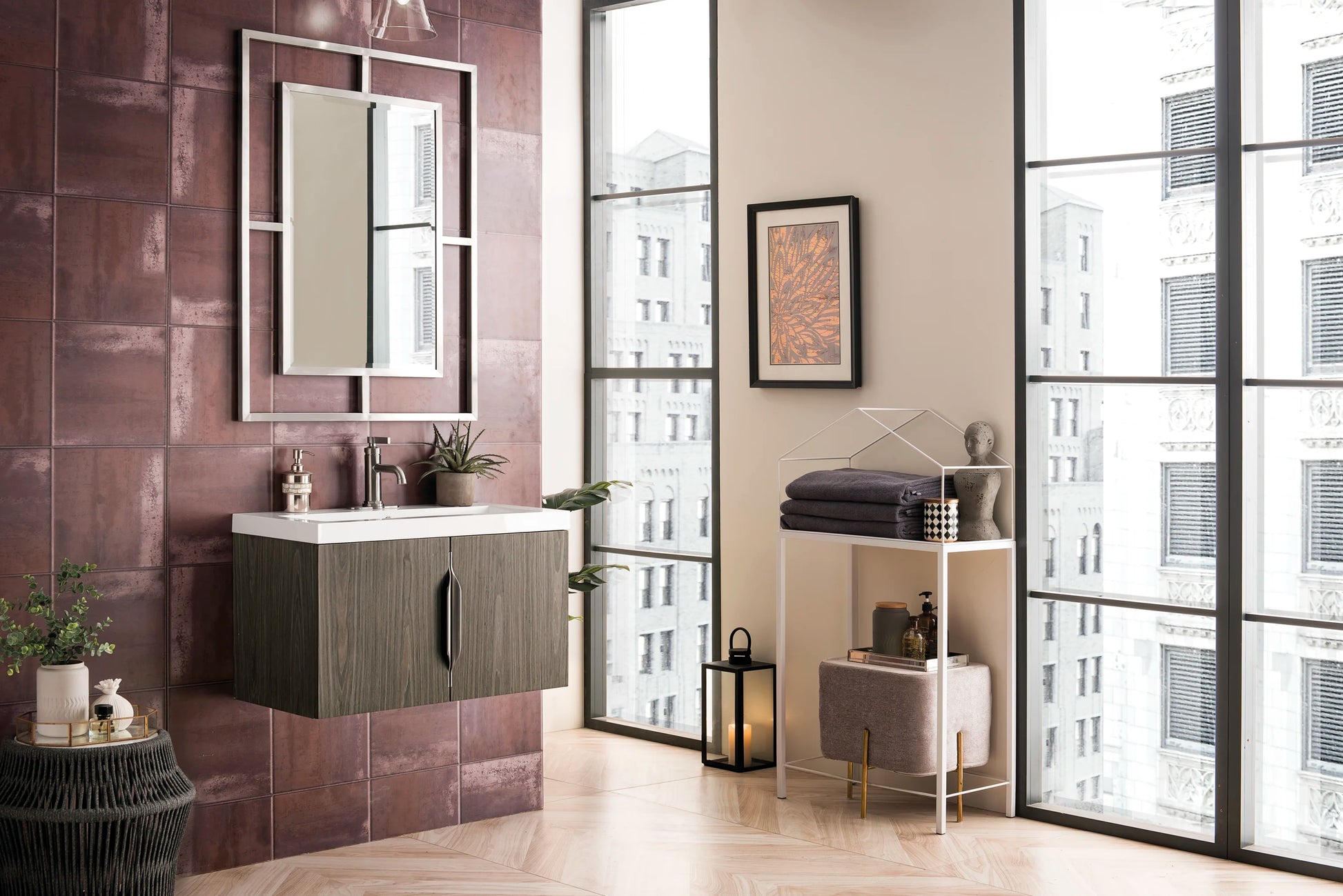 Renovate for Less Atlanta Columbia 31.5" Single Vanity, Ash Gray w/ White Glossy Composite Stone Top, view 11