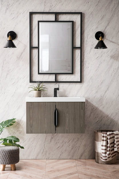 Renovate for Less Atlanta Columbia 31.5" Single Vanity, Ash Gray w/ White Glossy Composite Stone Top, view 15