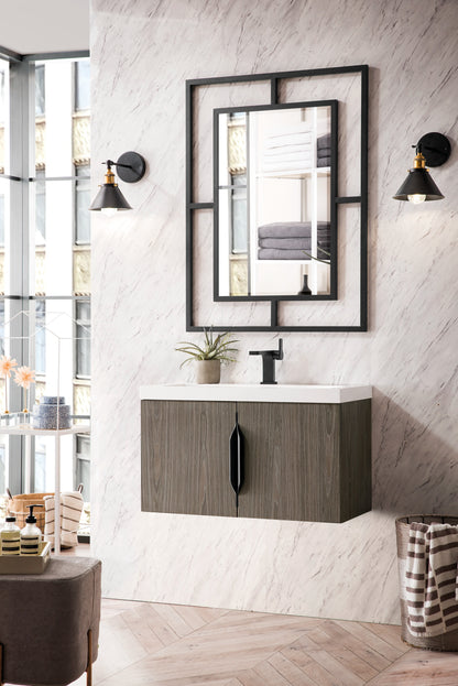 Renovate for Less Atlanta Columbia 31.5" Single Vanity, Ash Gray w/ White Glossy Composite Stone Top, view 16