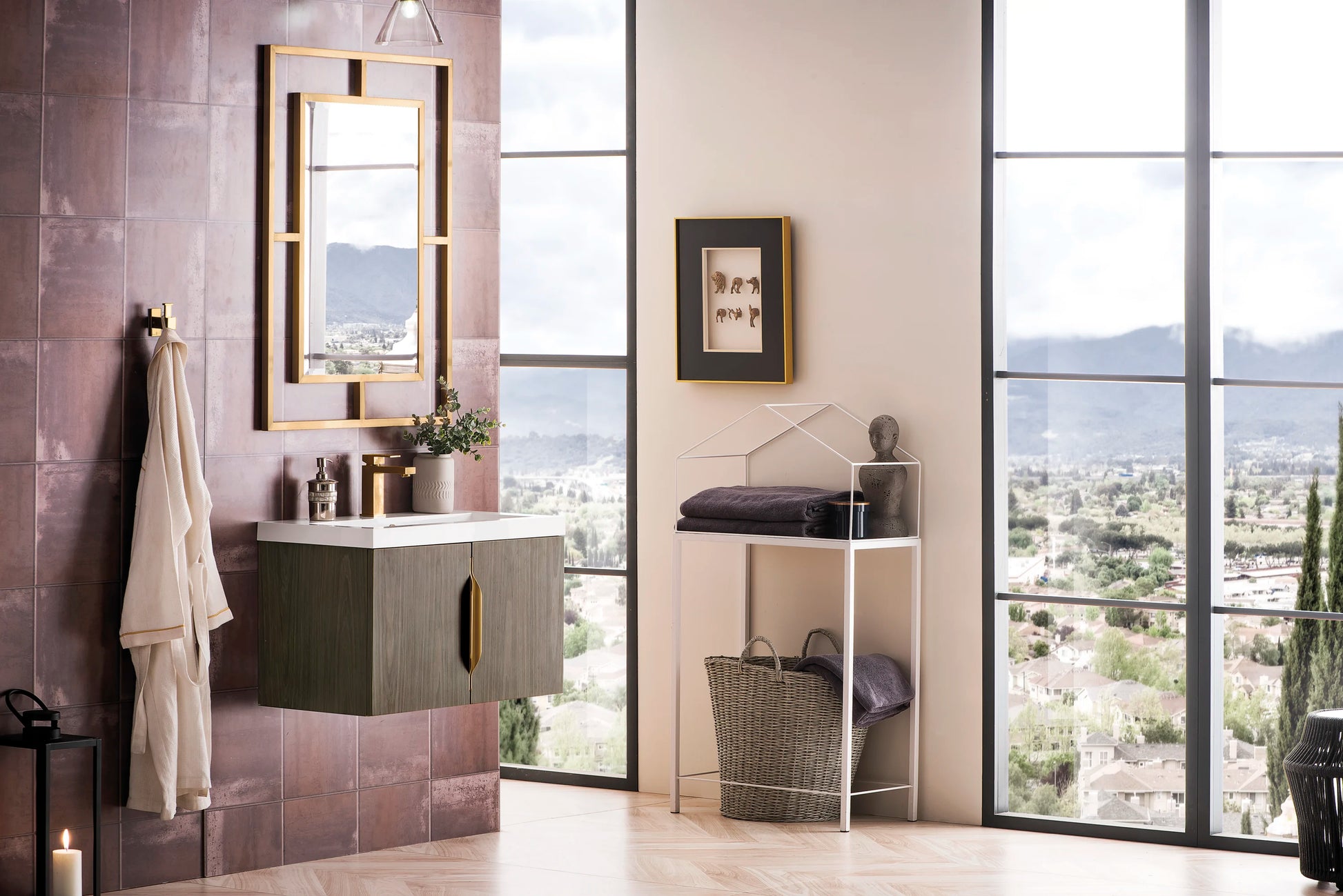 Renovate for Less Atlanta Columbia 31.5" Single Vanity, Ash Gray w/ White Glossy Composite Stone Top, view 5