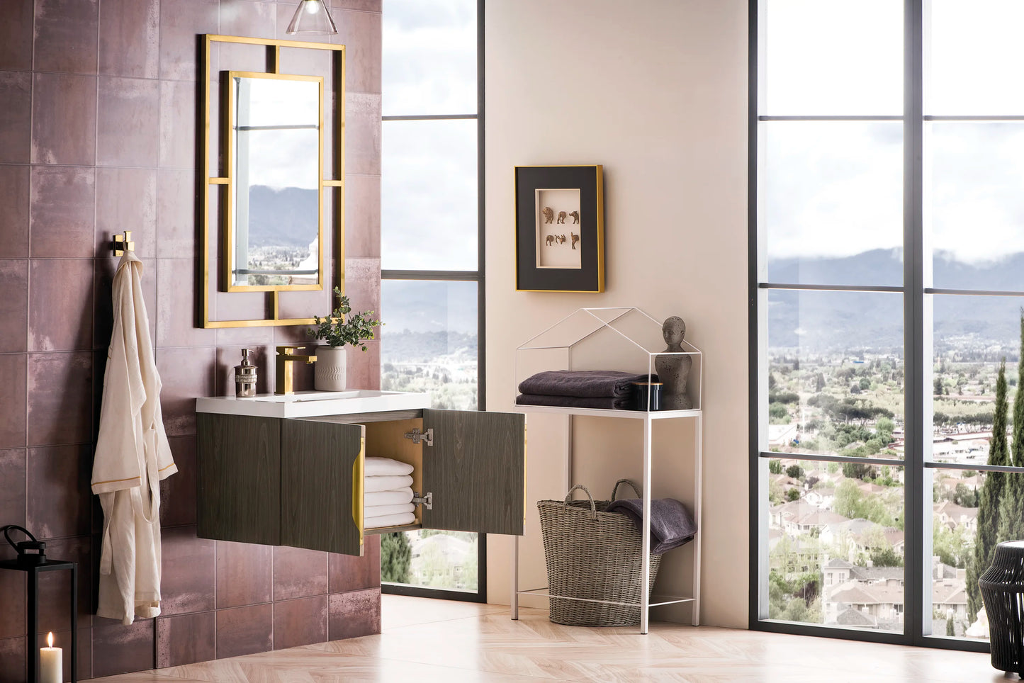 Renovate for Less Atlanta Columbia 31.5" Single Vanity, Ash Gray w/ White Glossy Composite Stone Top, view 6