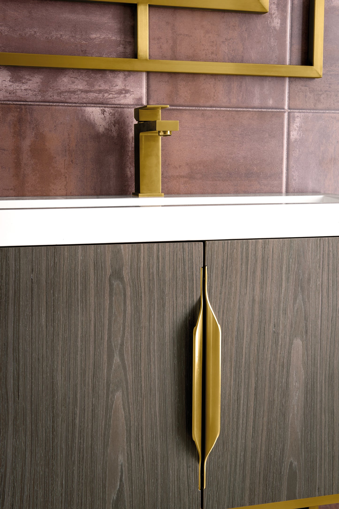 Renovate for Less Atlanta Columbia 31.5" Single Vanity, Ash Gray w/ White Glossy Composite Stone Top, view 8