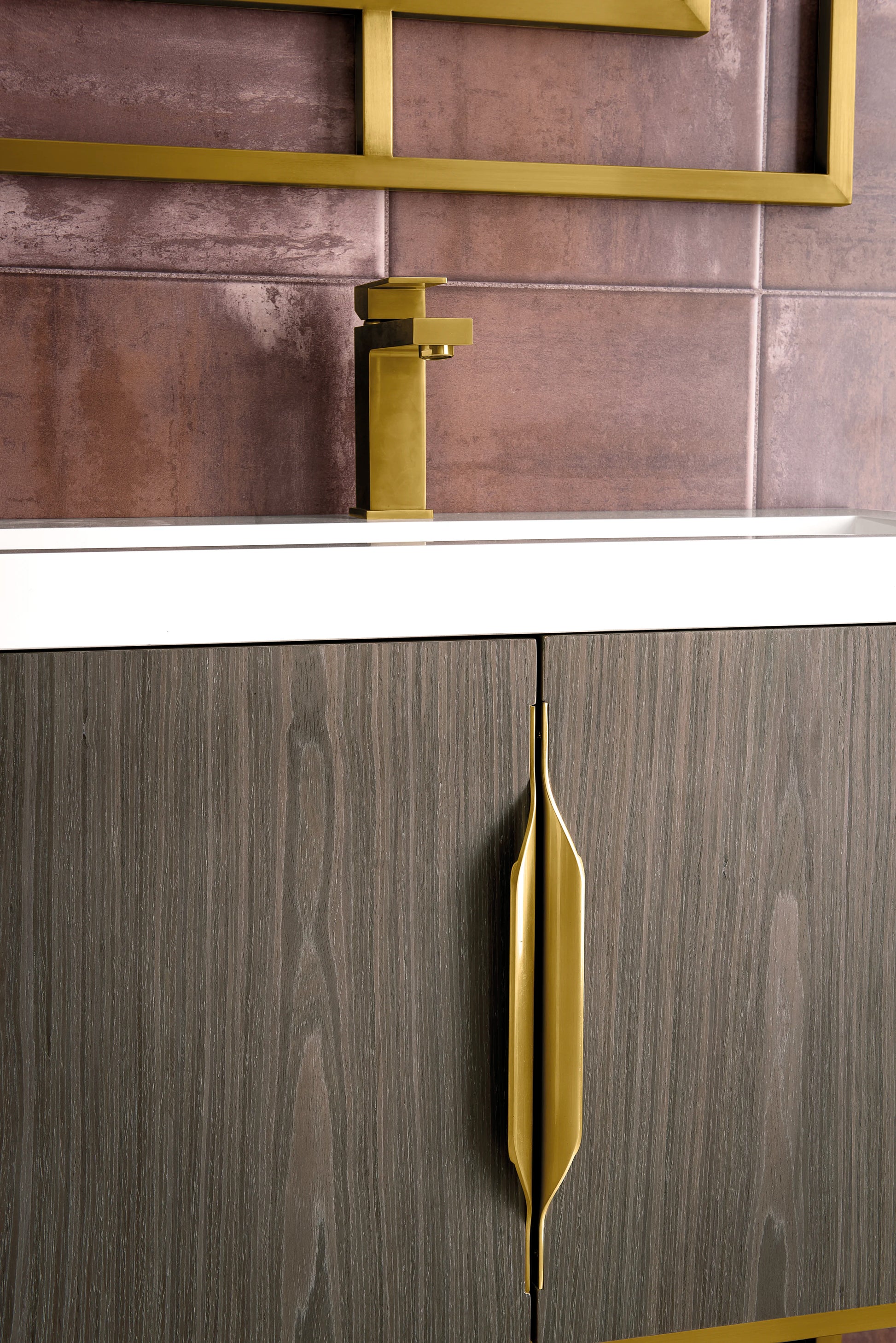 Renovate for Less Atlanta Columbia 31.5" Single Vanity, Ash Gray w/ White Glossy Composite Stone Top, view 8