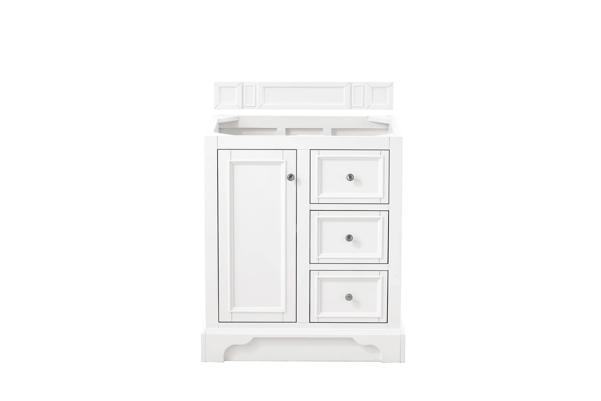 De Soto 30" Single Vanity, Bright White w/ Single Hole 3 CM White Zeus Silestone Top & Backsplash, view 2