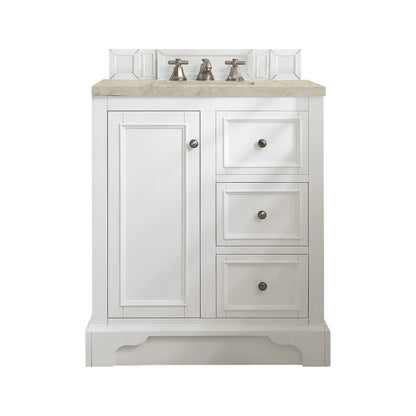 De Soto 30" Single Vanity, Bright White, w/ 3 CM Tajnar Eclos Top