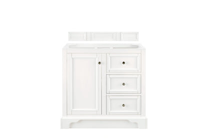 De Soto 36" Single Vanity, Bright White w/ 3 CM Carrara Marble Top, view 2