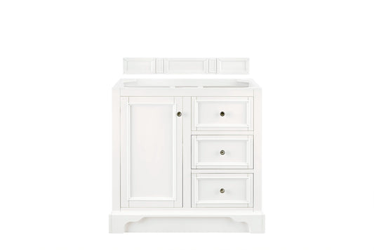 De Soto 36" Single Vanity, Bright White w/ 3 CM Carrara Marble Top, view 2