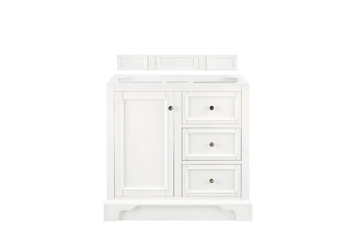 De Soto 36" Single Vanity, Bright White w/ 3 CM Charcoal Soapstone Silestone Top, view 2