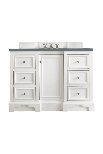 Renovate for Less Atlanta De Soto 48" Single Vanity, Bright White w/ 3 CM Cala Blue Silestone Top