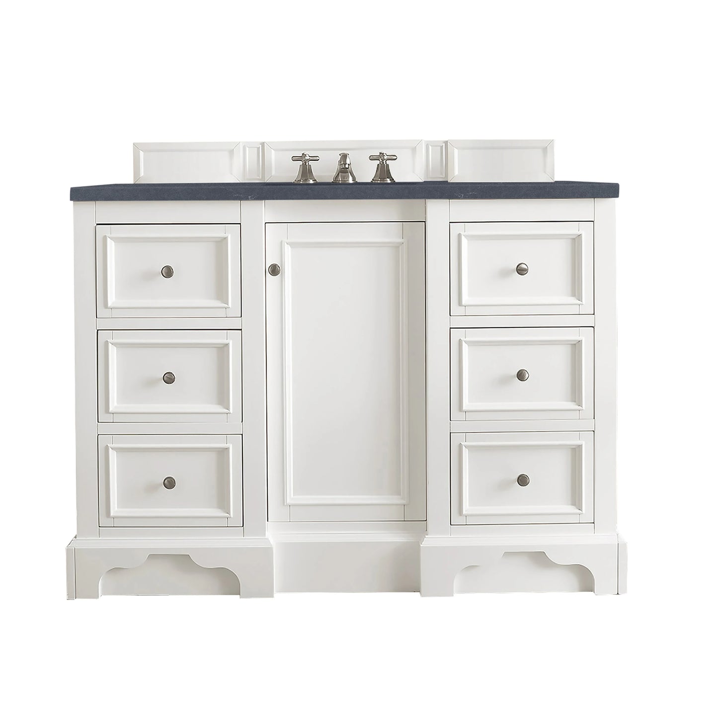 De Soto 48" Single Vanity, Bright White w/ 3 CM Charcoal Soapstone Silestone Top