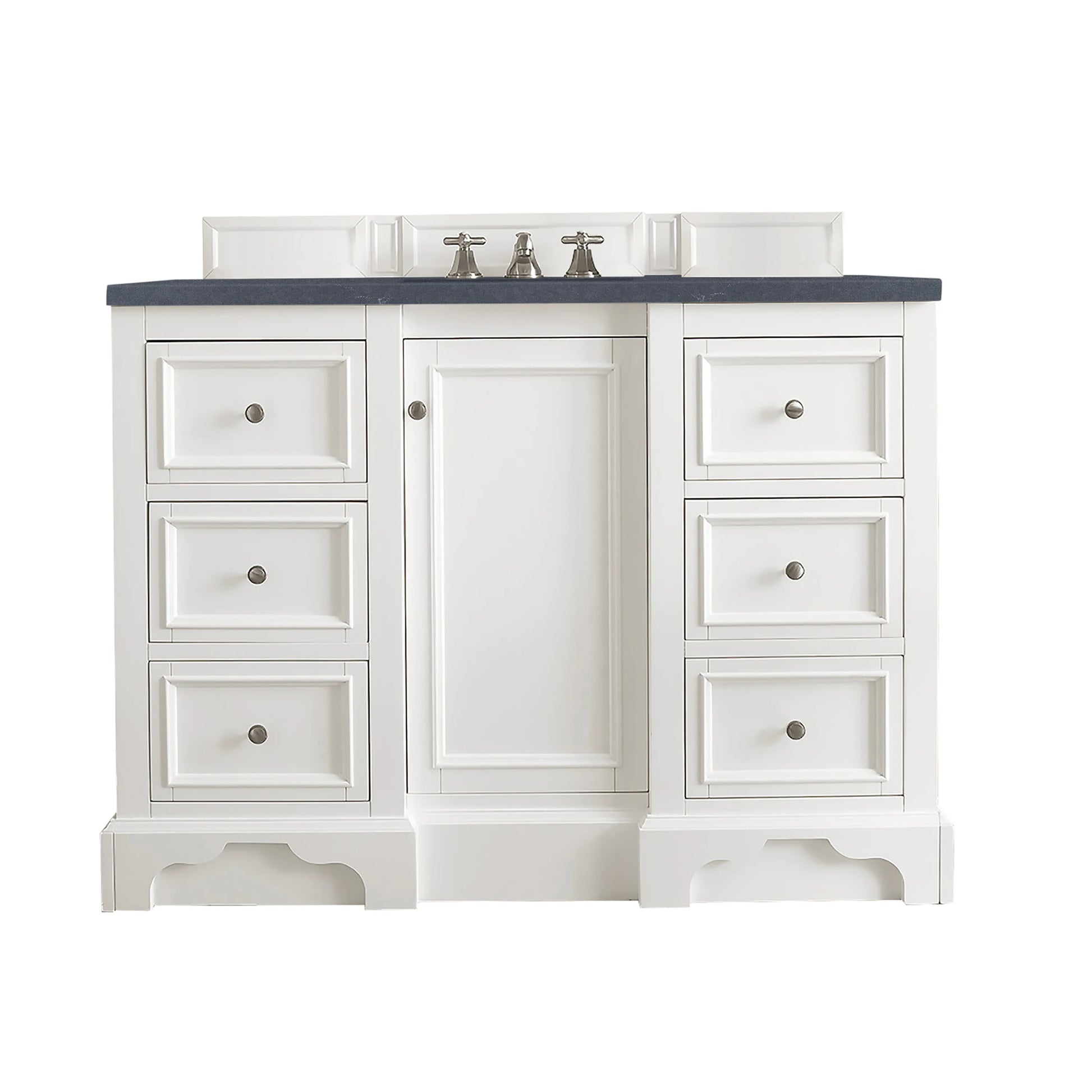 De Soto 48" Single Vanity, Bright White w/ 3 CM Charcoal Soapstone Silestone Top