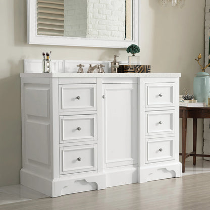 De Soto 48" Single Vanity, Bright White w/ 3 CM Lime Delight Silestone Top, view 4