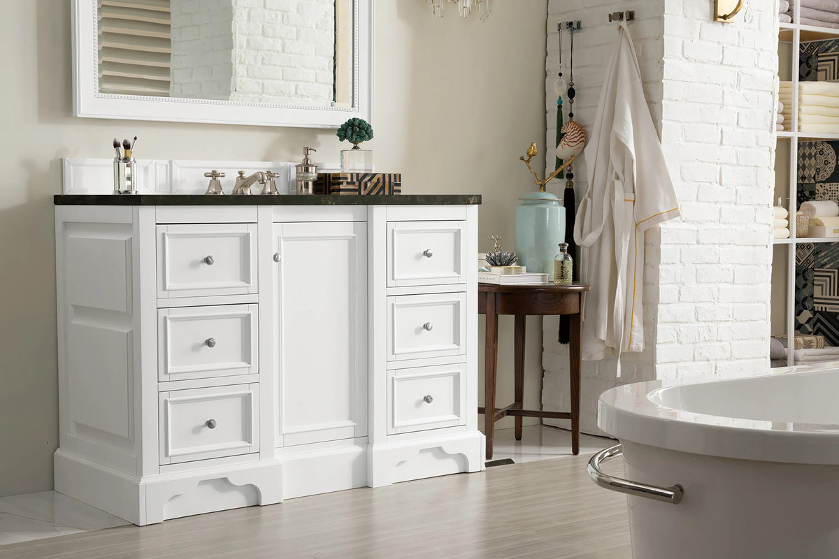 De Soto 48" Single Vanity, Bright White, w/ 3 CM Phantome Eclos Top, view 4