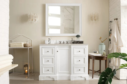 De Soto 48" Single Vanity, Bright White, w/ 3 CM Siberian Silestone Top, view 3