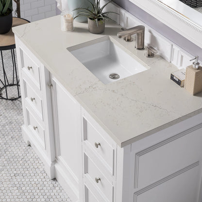 De Soto 48" Single Vanity, Bright White, w/ 3 CM Siberian Silestone Top, view 7
