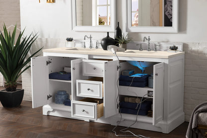 Renovate for Less Atlanta De Soto 72" Double Vanity, Bright White w/ 3 CM Eternal Marfil Silestone Top, view 4