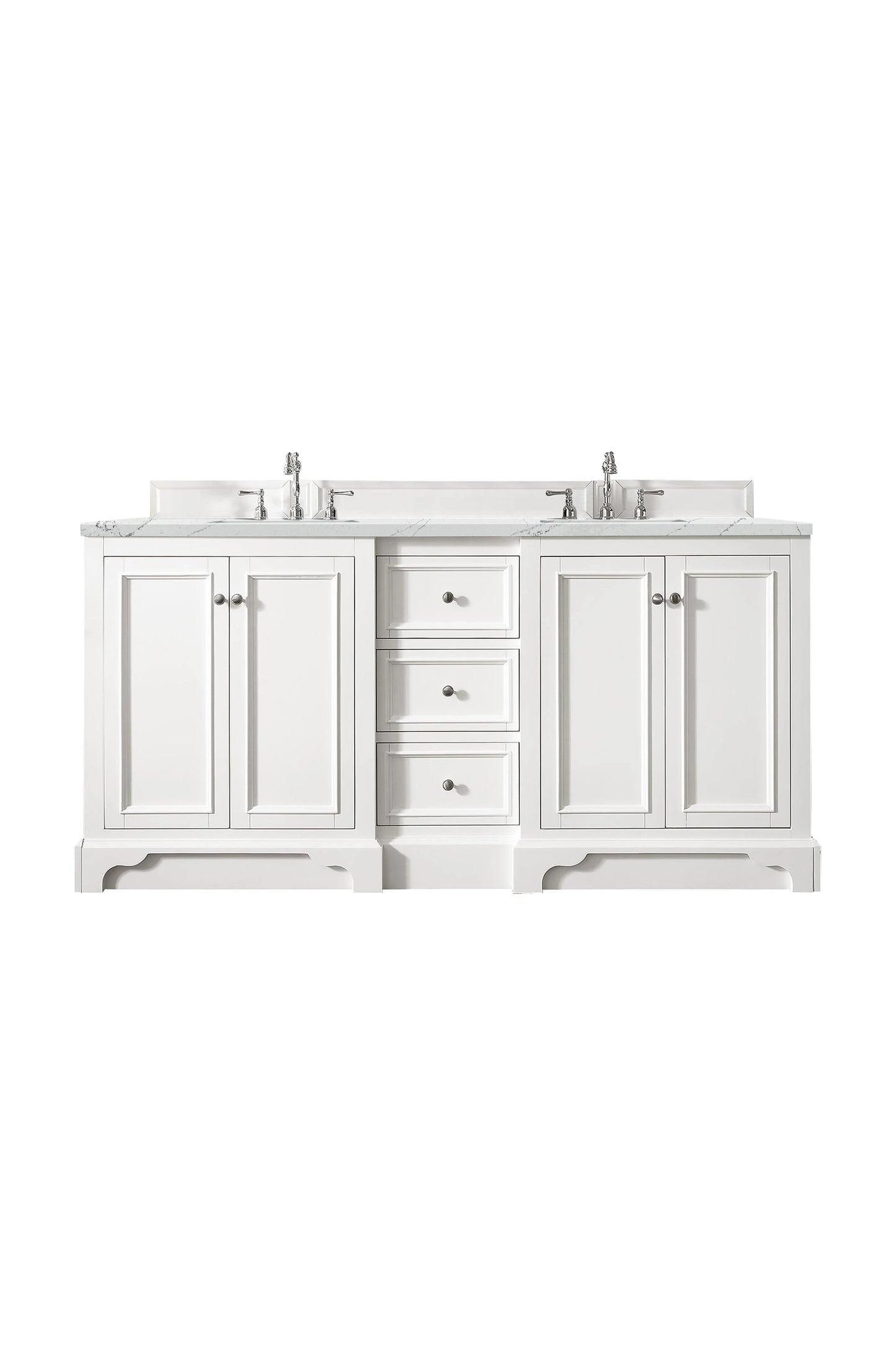 Renovate for Less Atlanta De Soto 72" Double Vanity, Bright White w/ 3 CM Ethereal Noctis Silestone Top