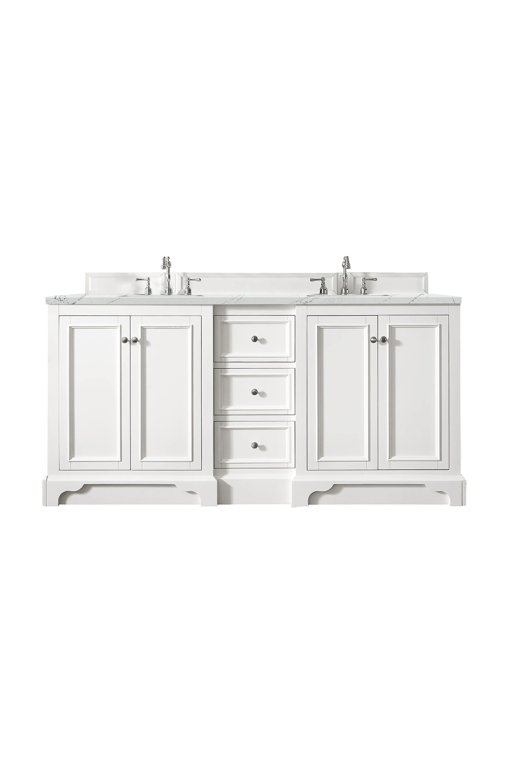 Renovate for Less Atlanta De Soto 72" Double Vanity, Bright White w/ 3 CM Ethereal Noctis Silestone Top