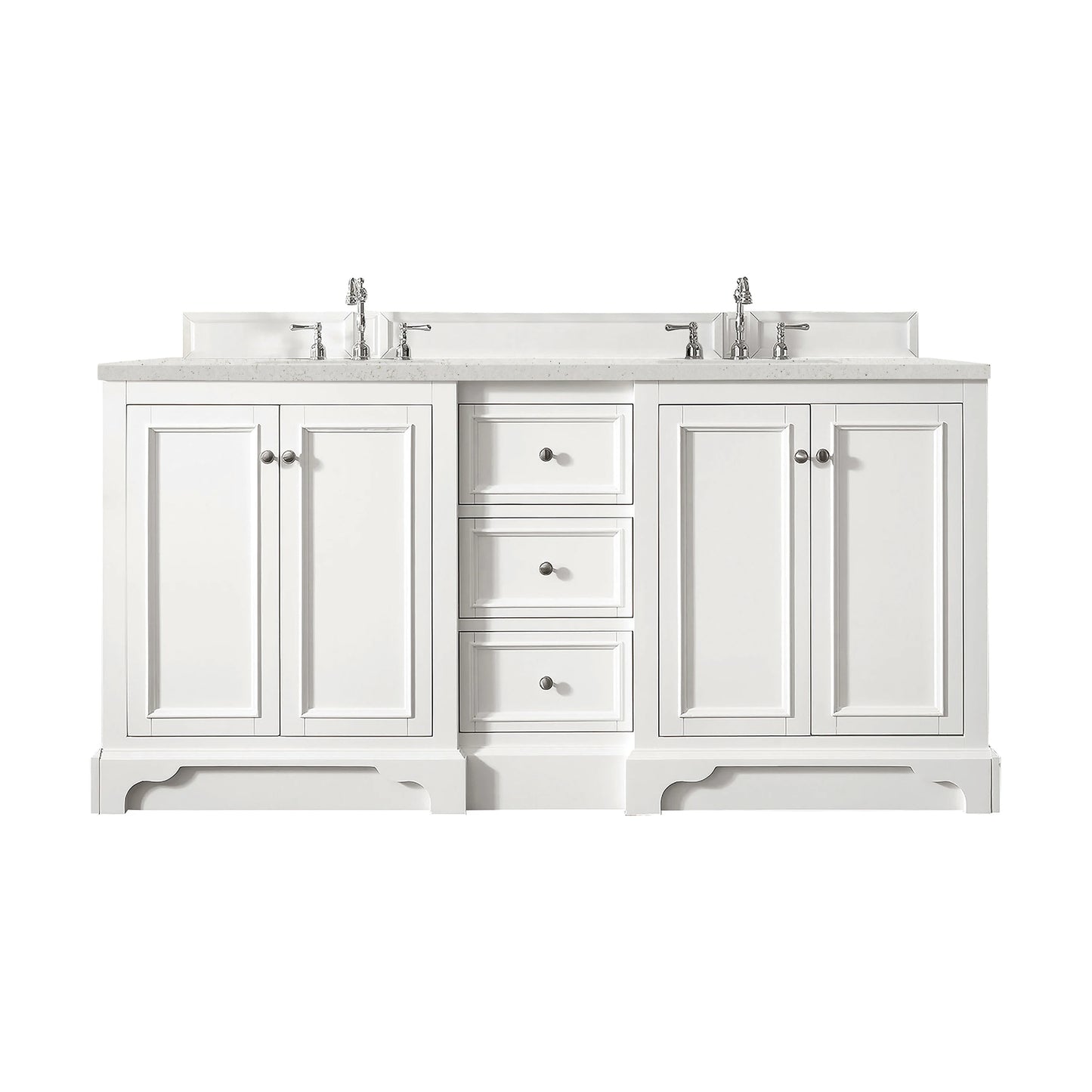 Renovate for Less Atlanta De Soto 72" Double Vanity, Bright White w/ 3 CM Lime Delight Silestone Top