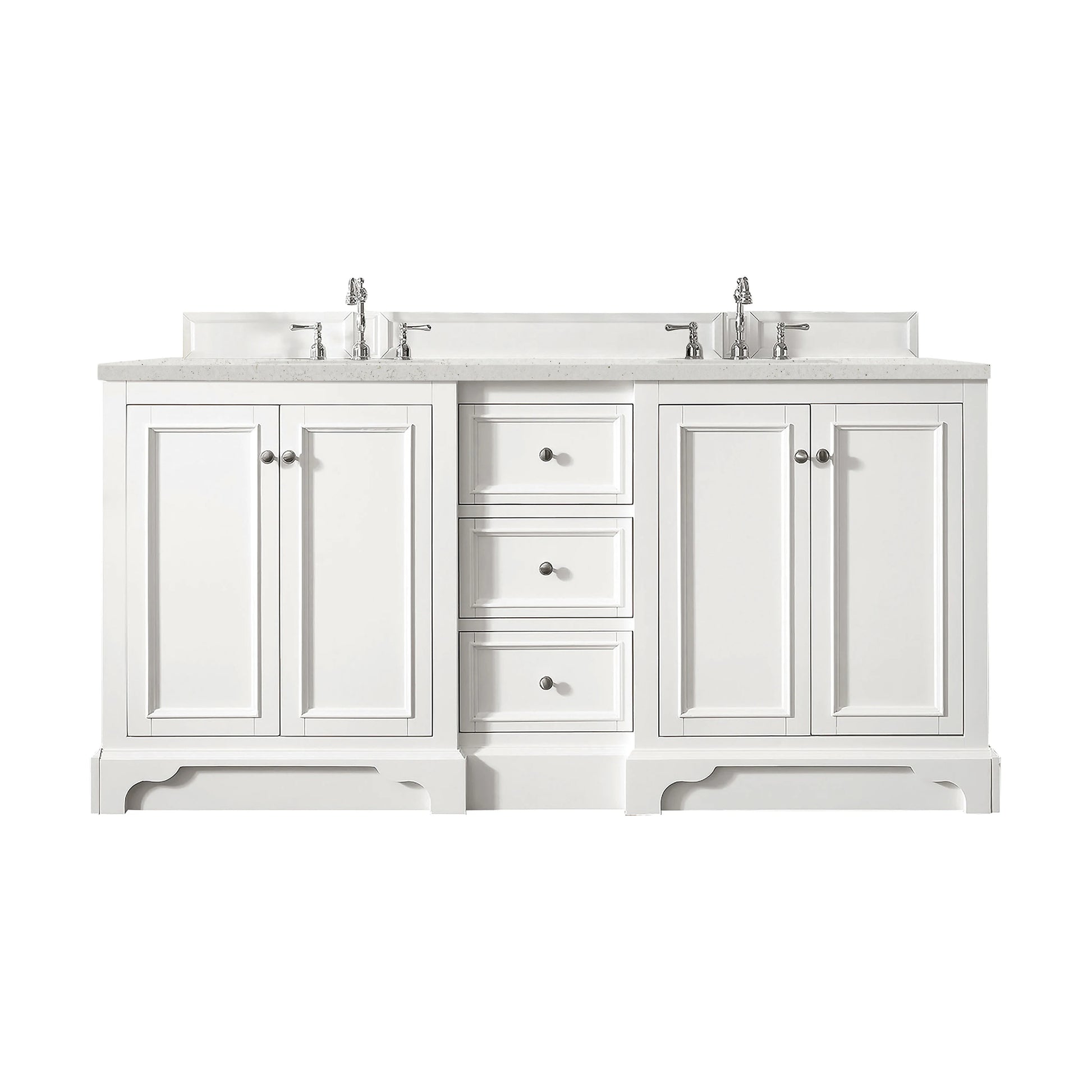 Renovate for Less Atlanta De Soto 72" Double Vanity, Bright White w/ 3 CM Lime Delight Silestone Top