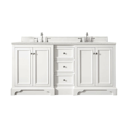 Renovate for Less Atlanta De Soto 72" Double Vanity, Bright White w/ 3 CM Lime Delight Silestone Top